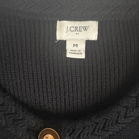 J.Crew Emilie Sweater Lady Jacket in Black Cotton Knit Cardigan M - Picture 2 of 5